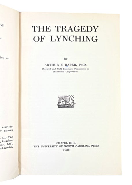 The Tragedy of Lynching | Arthur F. Raper | 1st ed