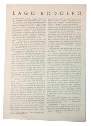 Africa Orientale Italiana. 12 (of 37 ) unbound folded four-page Tav. (tables/sheets): Tav. 3 - Cassala; Tav. 4 - Asmara; Tav. 5 - Hodeida; Tav. 6 - Gallabat: Tav. 8 - Assab; Tav. 9 - L. Tana; Tav. 11 - Gibuti; Tav. 14 - Neggio; Tav. 17 - Berbera; Tav. 20 - Gimma; Tav. 25 - L. Stefania; Tav. 30 - L. Rodolfo