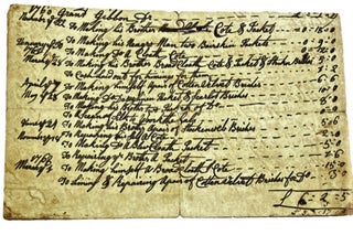 Item #91585 [Colonial Document] Tailor's Bill [Bearskin Coats for a Slave