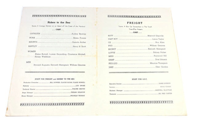 Item #91671 The American Negro Theatre presents Freight (a New One Act Play by Kenneth White) preceded by Riders to the Sea ... Presented by the Harlem Children's Center ... February 3 to February 27, 1949. American Negro Theatre.