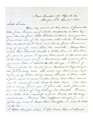 Item #91698 Autograph Letter from E. B. Dreher to his Sister. Return address is Headquarters 176 ...
