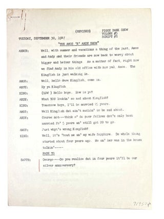Item #91953 "The Amos 'N' Andy Show", Tuesday April 1, 1947. Parking Lot Show, Script #27, Volume...