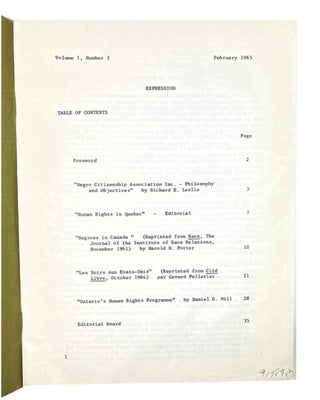 Expression, Volume 1, No. 1, February 1965.