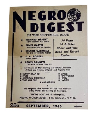 Item #92190 Negro World Digest. In the September Issue Richard Wright How "Bigger was Born ......