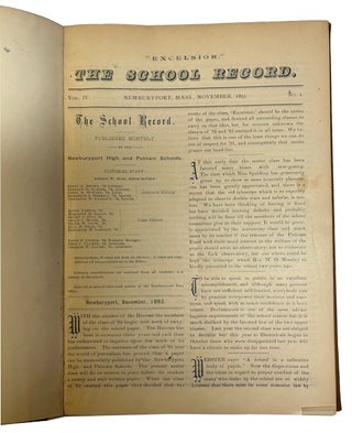 Item #92277 The School Record, Vol, IV, No. 1,2, 4-9 (November, December, February-July...