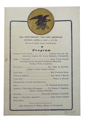 Item #92708 18th Anniversary, The Gary American Sunday, April 5, 1942 - 3PM Roosevelt High School...