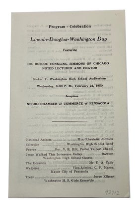 Item #92712 Program - Celebration Lincoln-Douglas-Washington Day Featuring Dr. Roscoe Conkling...