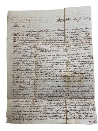 Item #92723 A.L.S. Handwritten folded letter written June 8, 1837 and addressed to Col. Hiram...