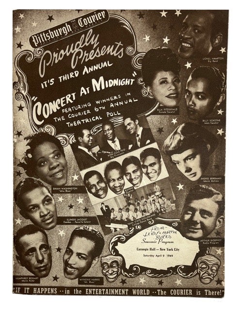 Item #92767 Pittsburgh Courier Proudly Presents It's Third Annual "Concert at Midnight" Featuring Winners in The Courier 6th Annual Theatrical Poll, Souvenir Program Carnegie Hall - New York City Saturday April 9 1949.