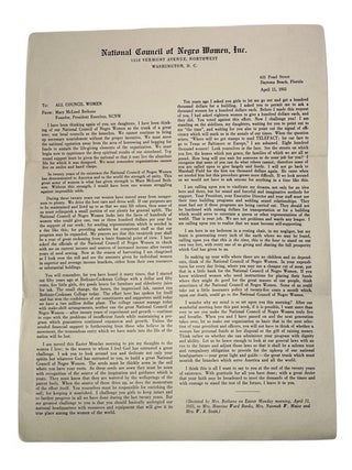 Mass Mailing Fundraising Letter with enclosures for the 20th Anniversary of the NACW in 1955