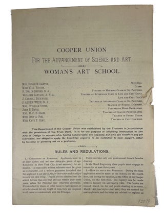 Item #92970 Woman's Art School. Cooper Union for the Advancement of Science and Art