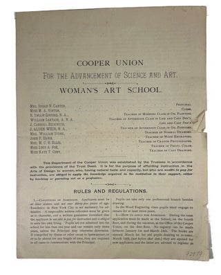 Item #92970 Woman's [sic?] Art School. Cooper Union for the Advancement of Science and Art