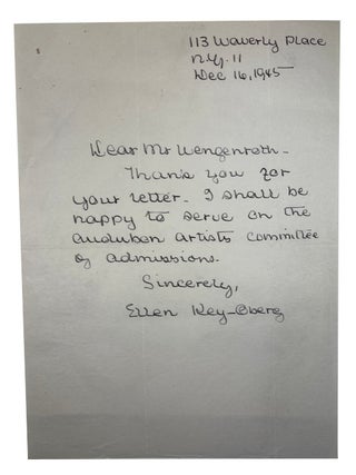 Item #93210 A.L.S. from Ellen Kay-Oberg to Stow Wengenroth. Ellen Key-Oberg