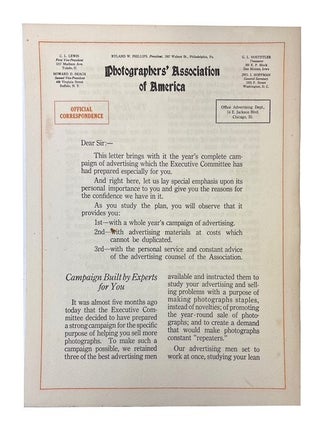 The Official Advertising Campaign for 1917-1918 of the Photographers' Association of American