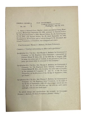 Item #93372 General Orders No. 187. U S. War Department. Adjutant General's Office