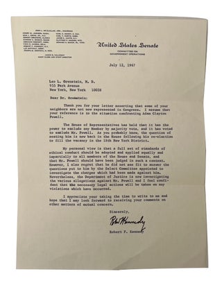 Item #93622 Letter to a Constituent in New York City about refusal of the House of...
