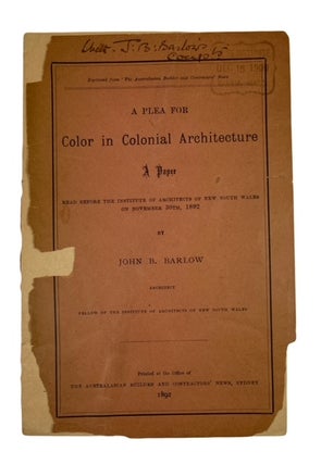 Item #93754 A Plea for Color in Colonial Architecture: A Paper Read before the Institute of...
