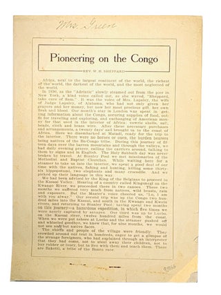 Item #93866 Pioneering on the Congo. Sheppard, illiam, enry