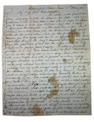 Item #94164 Missionary's letter to his wife Elizabeth's Grandmother from Saharanpur Northern...