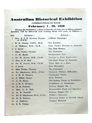 Catalogue of the Australian Exhibition February 1---26, 1938 Held on The Lower Ground Floor of the Commonwealth Bank Martin Place Sydney February 1-26, 1938.. Open from 10:30 A.M. to 9:30 P.M.