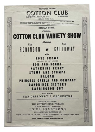Item #94622 Herman Stark Presents Cotton Club Variety Show Starring BIll Robinson Cab Calloway...