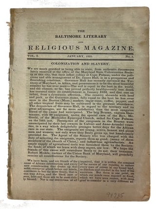 Item #94735 The Baltimore LIterary and Religious Magazine, Vol. 1, No. 1 (January, 1835
