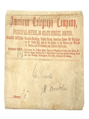 Telegram and envelope reporting Substitute Found for Required Military Service during Civil War