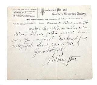 Item #95345 Autograph Note, Signed on Freedman's Aid and Southern Education Society letterhead....