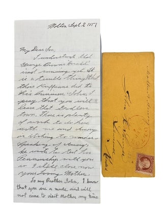 Item #95365 Letter dated Nov. 2, 1857, sent to John C. Sawyer in Lawrence, Kansas from is mother...