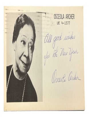 Item #95558 Autographed postcard card. Printed photgraphic image of an older Archer on the left...