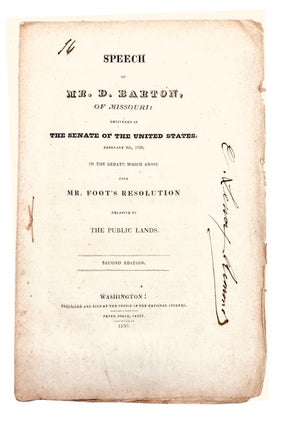 Item #95675 Speech of Mr. D. Barton, of Missouri: Delivered in the Senate of the United States,...