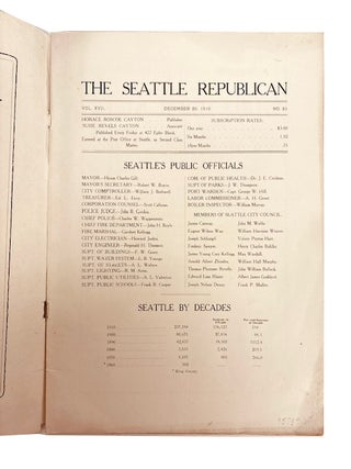 Men Building Seattle. This is The Seattle Republican, New Year 1911: Vol XVII, No. 31 (December 30, 1910)