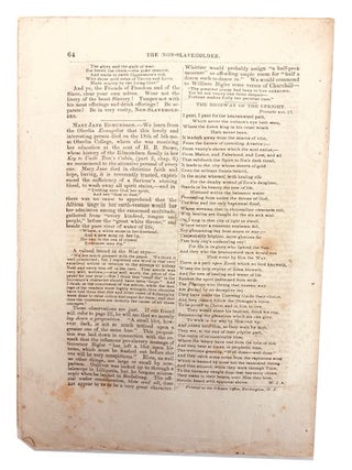 The Non-Slaveholder. 11 issues: Volume IV, Nos. 4-5, 7-8, 1849); New Series. Volume 1, Nos. 1, 2, 6, 7, 10-12 (First, Second,Sixth, Seventh, Tenth, Eleventh and Twelfth Month, 1853)