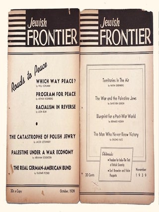 Jewish Frontier. 11 monthly issues: Vol. VI, Nos. 1-11 (January-November, 1939)