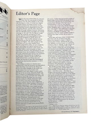 First World: An International Journal of Black Thought. First Three Issues: Vol. 1, Nos. 1-3 (January/February, March-April and May-June, 1977).