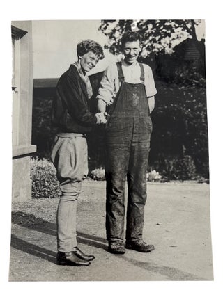 Item #96169 Four 1932 Amelia Earhart wire service photos in black and white accompanied by...
