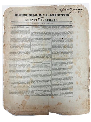 Item #96375 Meteorological Register and Scientific Journal, (Vol. 1, No. 1 January ... 1839)....