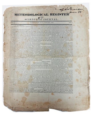 Item #96375 Meteorological Register and Scientific Journal, (Vol. 1, No. 1 January ... 1839)....
